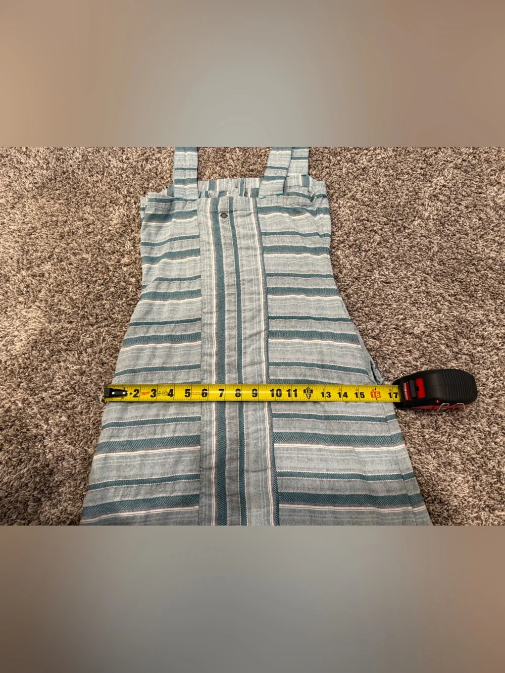 Roxy Striped Button Front Mini Dress Small Blue White Cotton Sleeveless Pockets - Picture 15 of 15